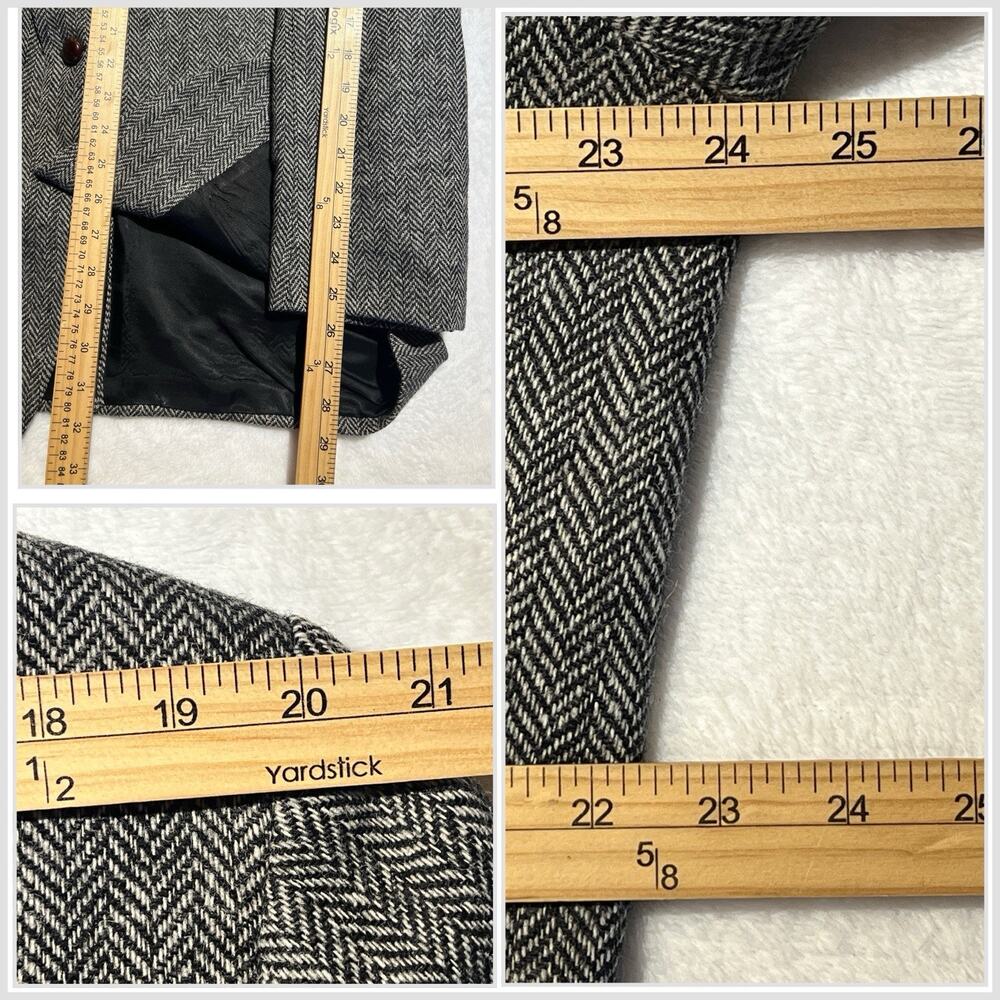 Vintage Tweed Herringbone Robert Stack 42L Gray Wool Sport Coat - Picture 16 of 16
